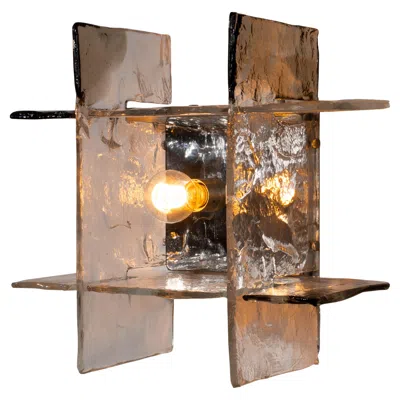 Pre-owned Carlo Nason Murano Glass Sconce In Brown For Av Mazzega, Italy, 1970s