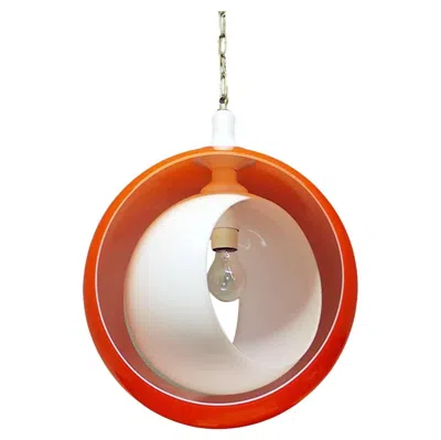 Pre-owned Carlo Nason Murano Moon Pendant Lamp Orange & White Glass By  For Mazzega 1960s
