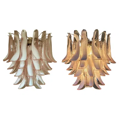 Pre-owned Carlo Nason Pair Of Eclectic Pink Flamingo Murano Chandeliers