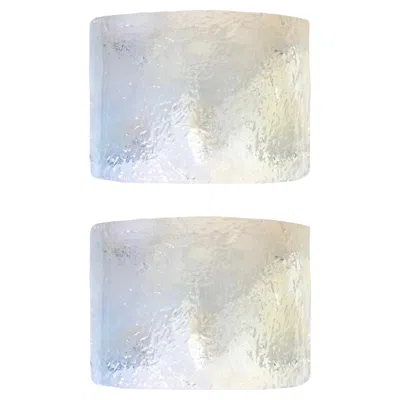 Pre-owned Carlo Nason Pair Of Italian Iridescent Murano Wall Sconces By  For Mazzega, 1970s In Transparent