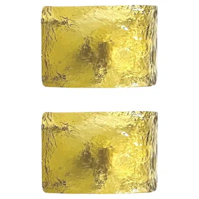 Pre-owned Carlo Nason Pair Of Italian Yellow Murano Wall Sconces By  For Mazzega, 1970s