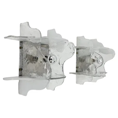 Pre-owned Carlo Nason Pair Of Lp 263 Wall Appliques Or Ceiling Lamps By  For Mazzega, Italy In Transparent