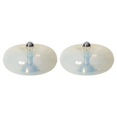 Pre-owned Carlo Nason Pair Of Medusa Table Lamps In Pearlescent Murano Glass By C. Nason, Italy 1960s In Transparent