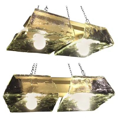 Pre-owned Carlo Nason Pair Of Murano Pendants By Aureliano Toso , 1970s In Brown
