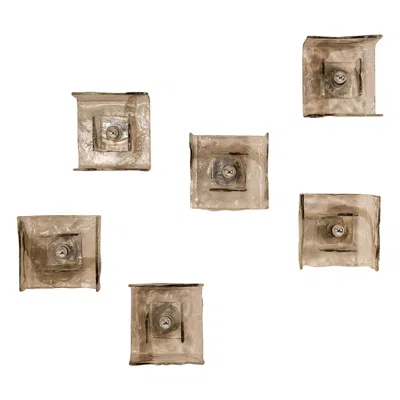 Pre-owned Carlo Nason Set Of Six Lp257 Wall Lamps By  For Mazzega, Italy 1970s In Brown