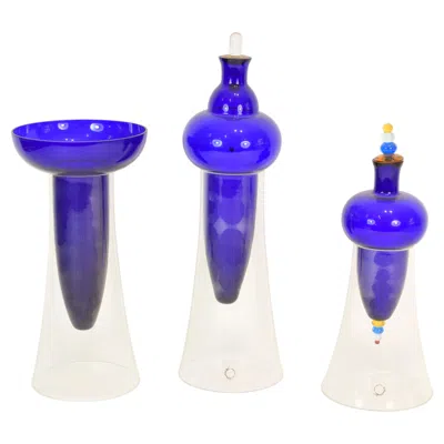Pre-owned Carlo Nason Triptych Of Vases, Design , Production V. Nason & C. In Transparent