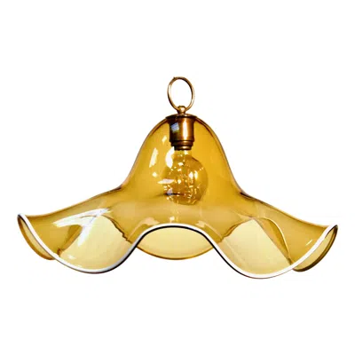 Pre-owned Carlo Nason Xl Floral Amber Murano Glass Pendant Lamp By La Murrina, 1970s Italy In Brown