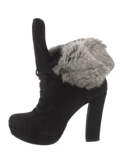 Pre-owned Carlo Palazzi Suede Lace-up Boots In Black