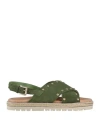 Carlo Pazolini Woman Espadrilles Military Green Size 6 Soft Leather In Green