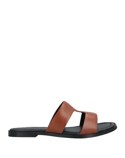 Carlo Pazolini Woman Sandals Brown Size 8 Cow Leather