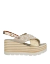 Carlo Pazolini Woman Sandals Platinum Size 6 Soft Leather, Textile Fibers In Grey