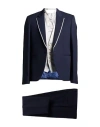 Carlo Pignatelli Cerimonia Man Suit Navy Size 38 Viscose, Virgin Wool In Navy Blue
