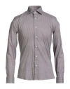 Carlo Pignatelli Man Shirt Brown Size 15 ¾ Cotton, Elastane In Gray