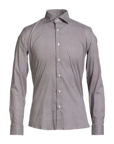 Carlo Pignatelli Man Shirt Brown Size 15 ¾ Cotton, Elastane In Gray