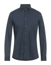 Carlo Pignatelli Man Shirt Midnight Blue Size 17 Cotton, Polyamide, Elastane