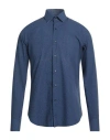 Carlo Pignatelli Man Shirt Navy Size 15 ½ Cotton In Blue