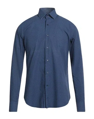 Carlo Pignatelli Man Shirt Navy Size 15 ½ Cotton In Blue