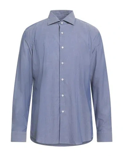 Carlo Pignatelli Man Shirt Navy Size 17 ½ Cotton In Blue
