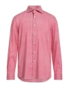 Carlo Pignatelli Man Shirt Red Size 17 ½ Cotton, Elastane In Pink