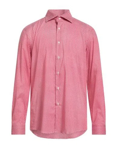 Carlo Pignatelli Man Shirt Red Size 17 ½ Cotton, Elastane In Pink