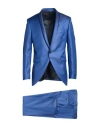 Carlo Pignatelli Man Suit Blue Size 44 Virgin Wool, Polyester, Cotton, Modal In Blue