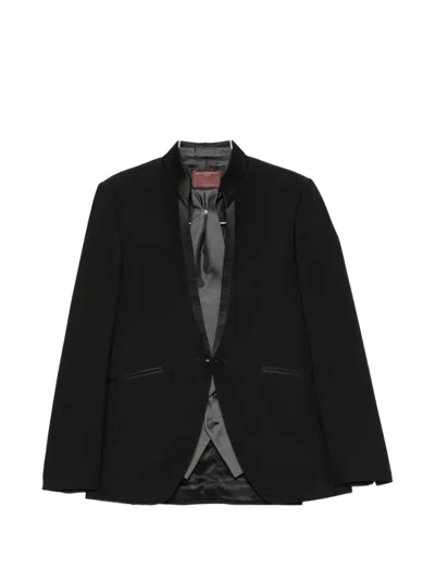 Carlo Pignatelli Mandarin-collar Satin-trim Wool Suit (set Of Four) In Multi