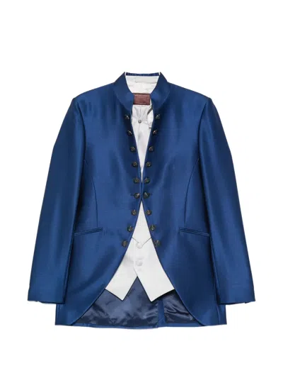 Carlo Pignatelli Mandarin-collar Suit (set Of Four) In Blue