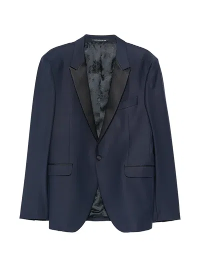Carlo Pignatelli Satin-lapel Tailored Suit In Blue