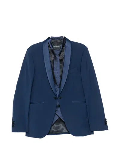 Carlo Pignatelli Shawl-lapel Single-breasted Three-piece Wool Suit In Blue
