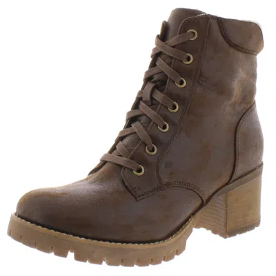 Carlos By Carlos Santana Glinda Womens Faux Leather Dressy Ankle Boots In Brown