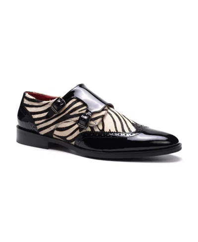 Carlos By Carlos Santana Men's Kai Double Monk Strap Shoe In Black Zebra