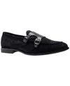 Carlos By Carlos Santana Men's Twin Buckle Strap Round-toe Loafers In Black