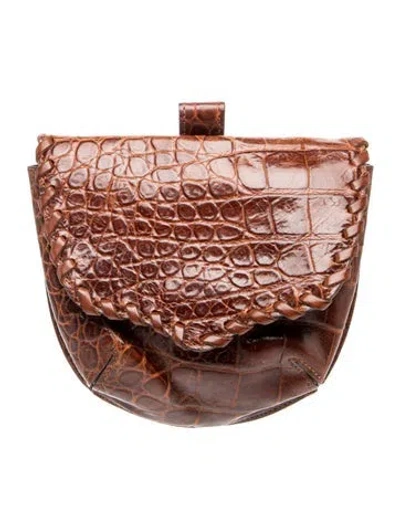 Pre-owned Carlos Falchi Alligator Minaudière In Brown