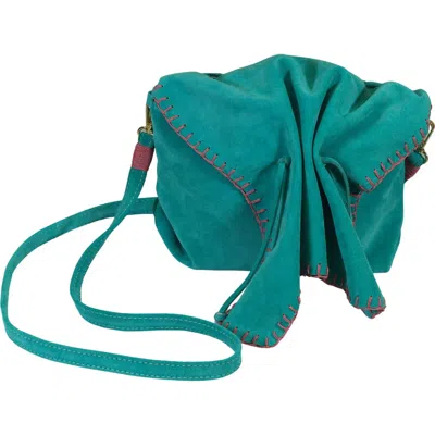 Carlos Falchi Butterfly Suede Leather Bag In Green