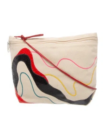 Pre-owned Carlos Falchi Canvas Shoulder Bag In Neutral