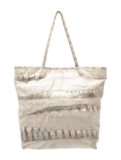 Pre-owned Carlos Falchi Canvas Tote In Neutral