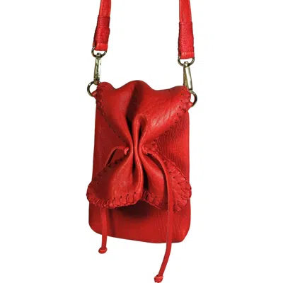 Carlos Falchi Cell Phone Butterly Lambskin Leather Bag In Red