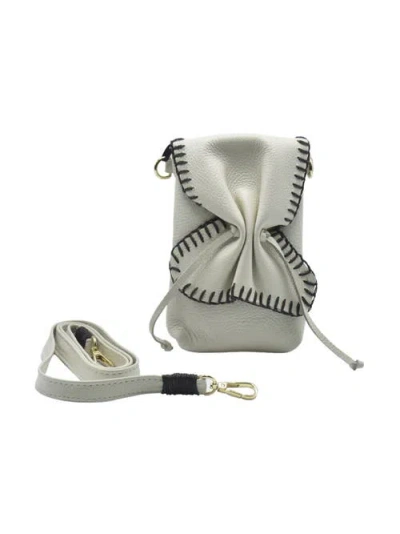 Carlos Falchi Cell Phone Butterly To Grain Leather Bag In Brown