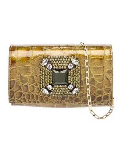 Pre-owned Carlos Falchi Crocodile Evening Bag In Green