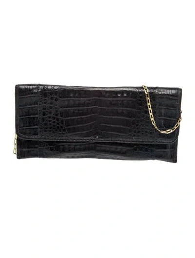 Pre-owned Carlos Falchi Crocodile Shoulder Bag In Black