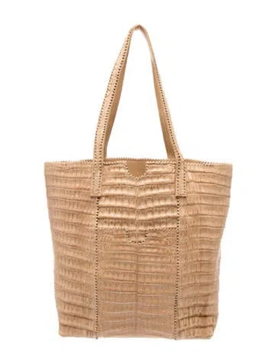 Pre-owned Carlos Falchi Crocodile Shoulder Bag In Neutral