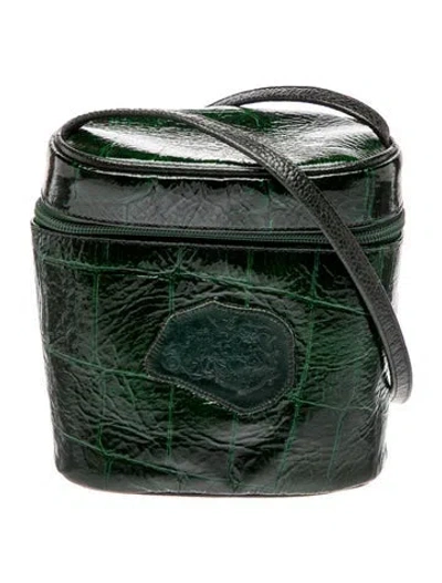 Pre-owned Carlos Falchi Embossed Leather Crossbody Bag In Green