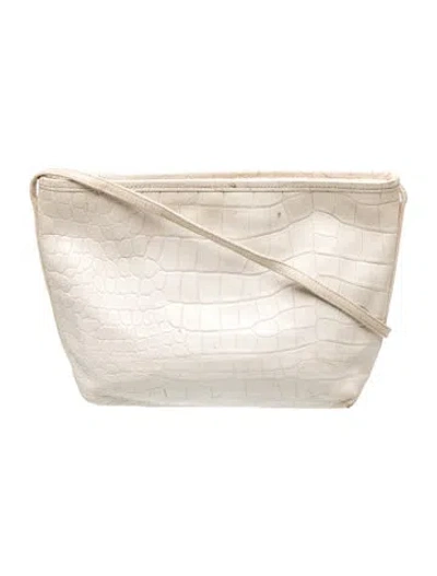 Pre-owned Carlos Falchi Embossed Leather Crossbody Bag In Neutrals
