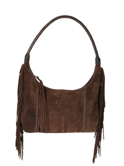 Carlos Falchi Fringe Suede Hobo Bag In Brown