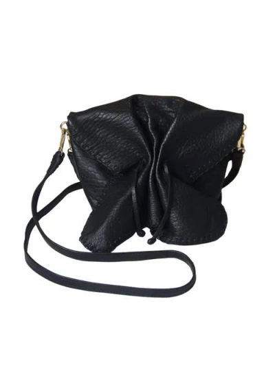 Carlos Falchi Full Size Convertible Butterfly Lambskin Crossbody Bag In Black