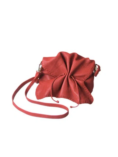 Carlos Falchi Full Size Convertible Butterfly Lambskin Crossbody Bag In Red