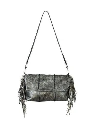 Carlos Falchi Large Fringe Leather Crossbody Messenger