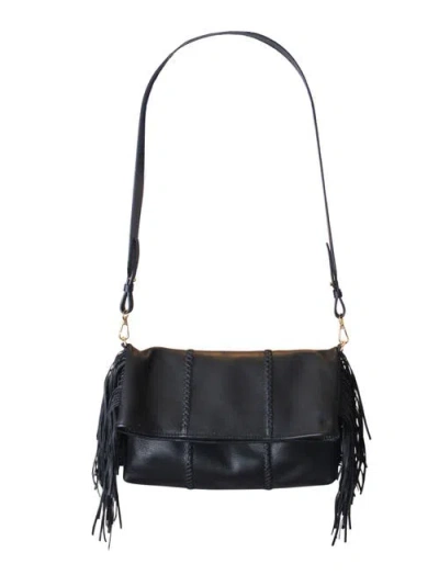 Carlos Falchi Large Fringe Leather Crossbody Messenger