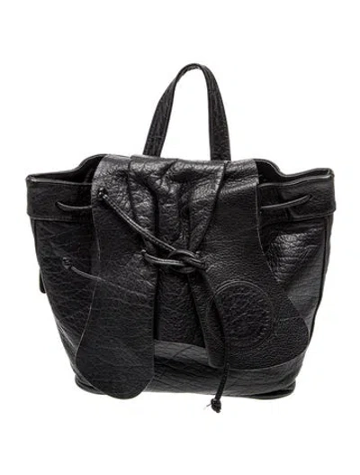 Pre-owned Carlos Falchi Leather Backpack In Black