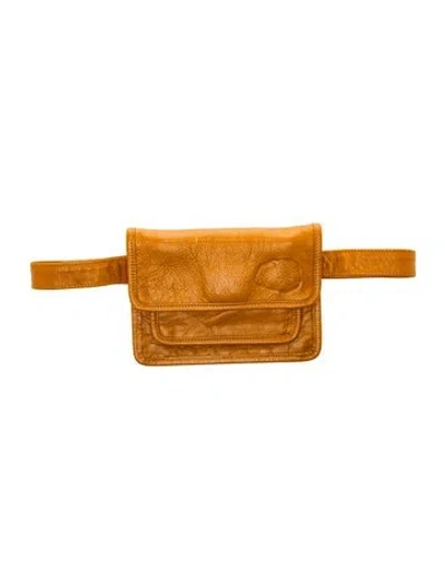 Pre-owned Carlos Falchi Leather Belt Bag In Brown